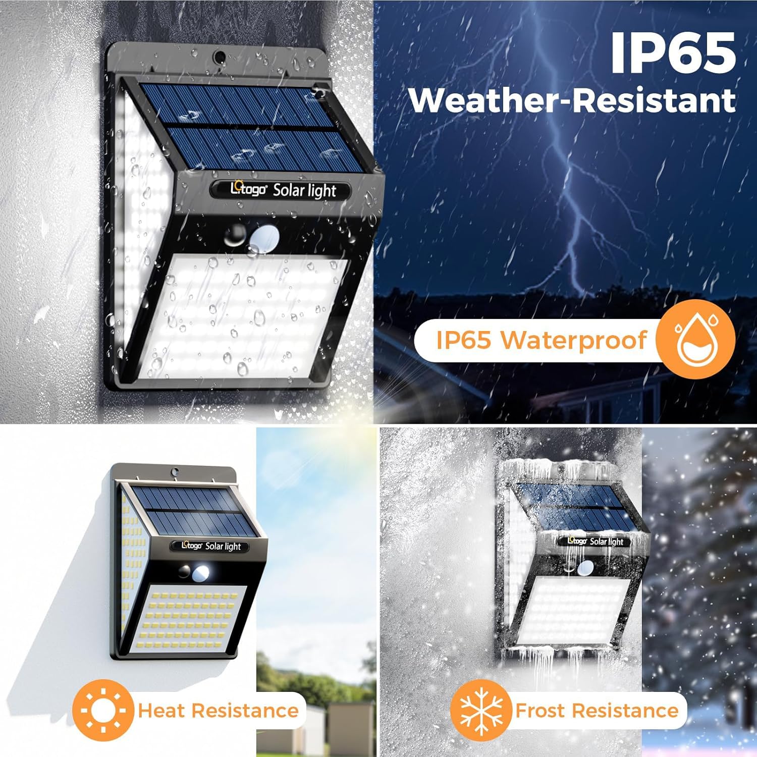 140 LED Solar Security Lights Outdoor, 270° Motion Sensor Wall Light, IP65 Waterproof