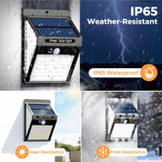140 LED Solar Security Lights Outdoor, 270° Motion Sensor Wall Light, IP65 Waterproof