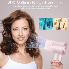 High-Speed 110,000 RPM Ionic Hair Dryer – Low Noise 200M Ion Blow Dryer, Pink
