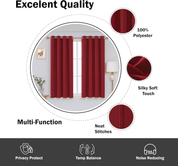 Red Thermal Blackout Curtains 46x90" – Eyelet Insulated Drapes with Tiebacks, 2 Panels
