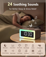 5-in-1 Alarm Clock with Wireless Charger, Bluetooth Speaker & Night Light