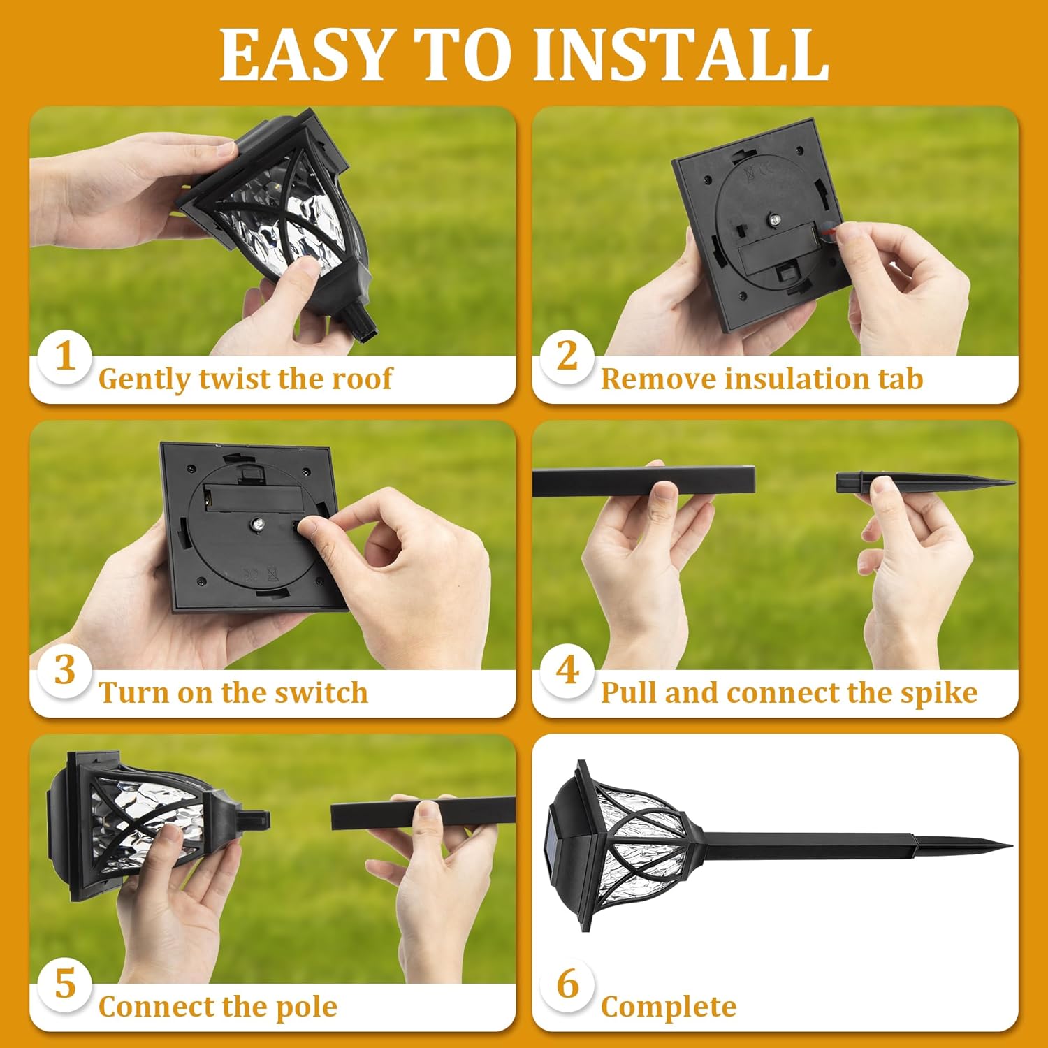 6-Pack Warm White Solar Garden Lights for Pathways