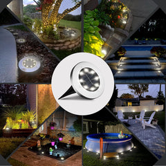 Solar Lights for Outdoor Garden/ Ground, 8 LED 8 Pcs | IP67 Waterproof, Solar Path Lights, - Warm (White)