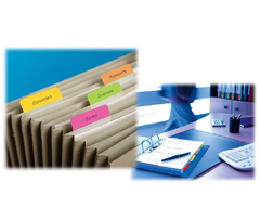 Medium Filing Tabs – 36 Durable Sticky Tabs, 25.4x38.1mm, Pink, Orange & Green