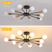 Sputnik Ceiling Light – 10-Light Matte Black Flush Mount Fixture