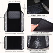 Luxury Bling Diamond Car Floor Mats – 4PCS Sparkly Rhinestone Waterproof Set for Cars, SUVs & Vans (Black Silver)