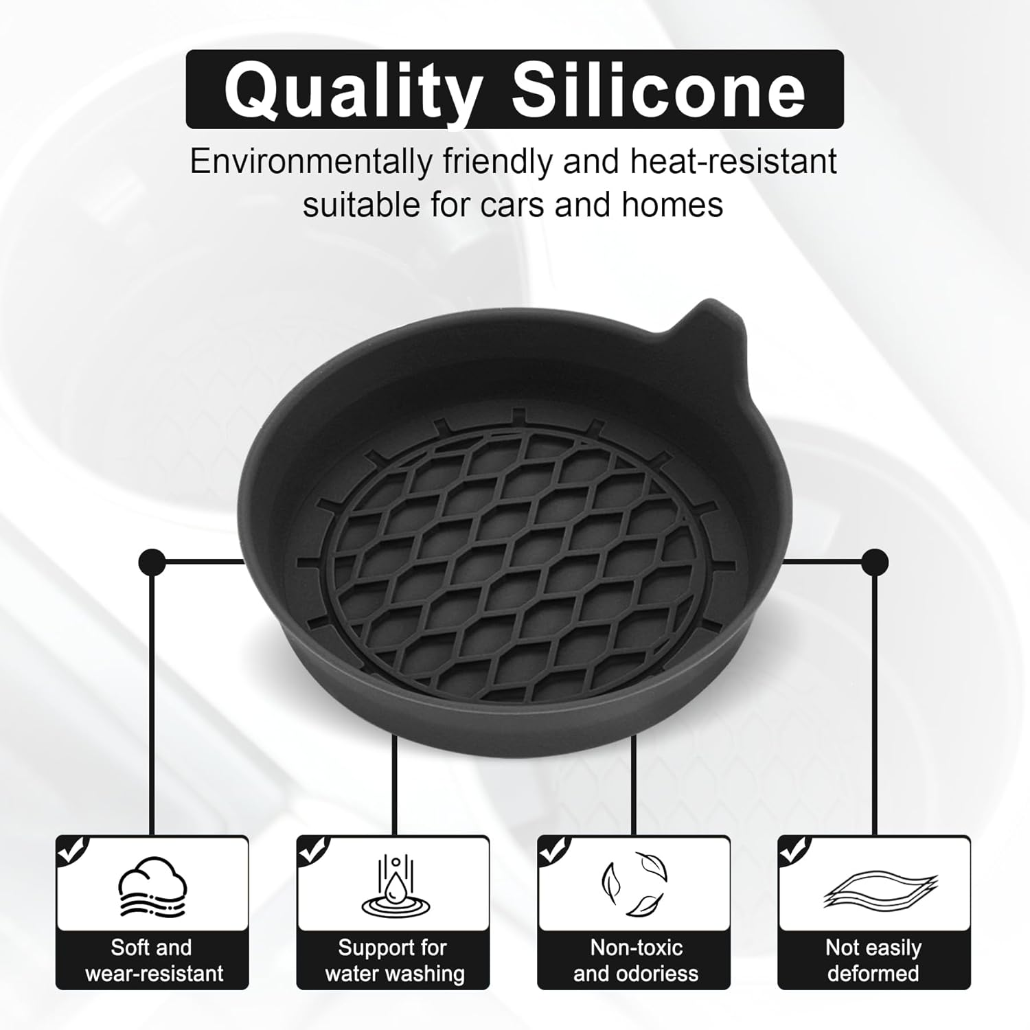 4-Pack Silicone Car Cup Holder Coasters – Universal Non-Slip Car Interior Accessories