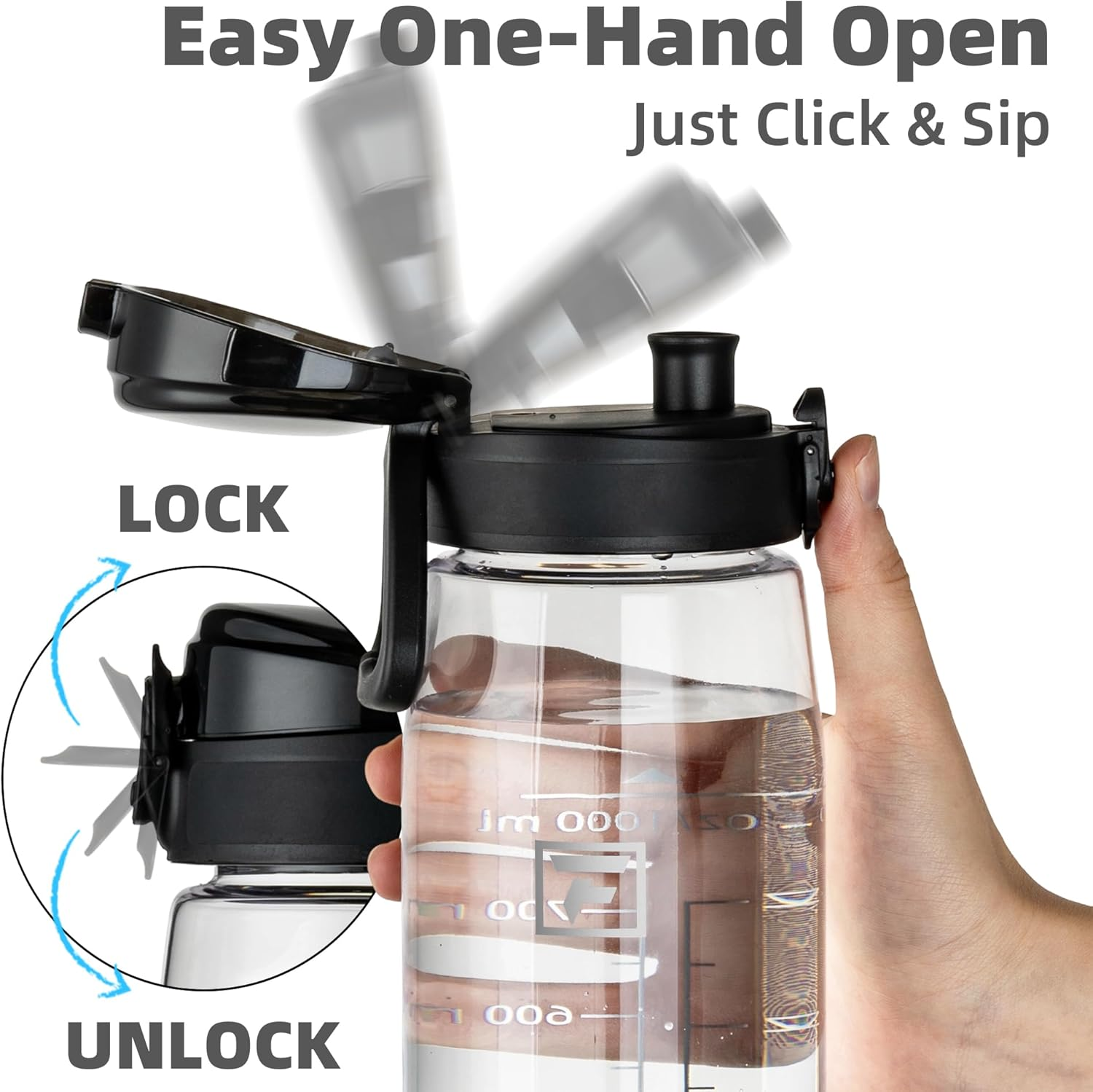 1L Clear Tritan Water Bottle with Chug Lid – Leakproof BPA-Free Sports Bottle