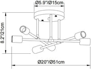 6-Light Silver Flush Mount Ceiling Chandelier – Modern Indoor Fixture