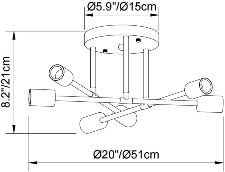 6-Light Silver Flush Mount Ceiling Chandelier – Modern Indoor Fixture