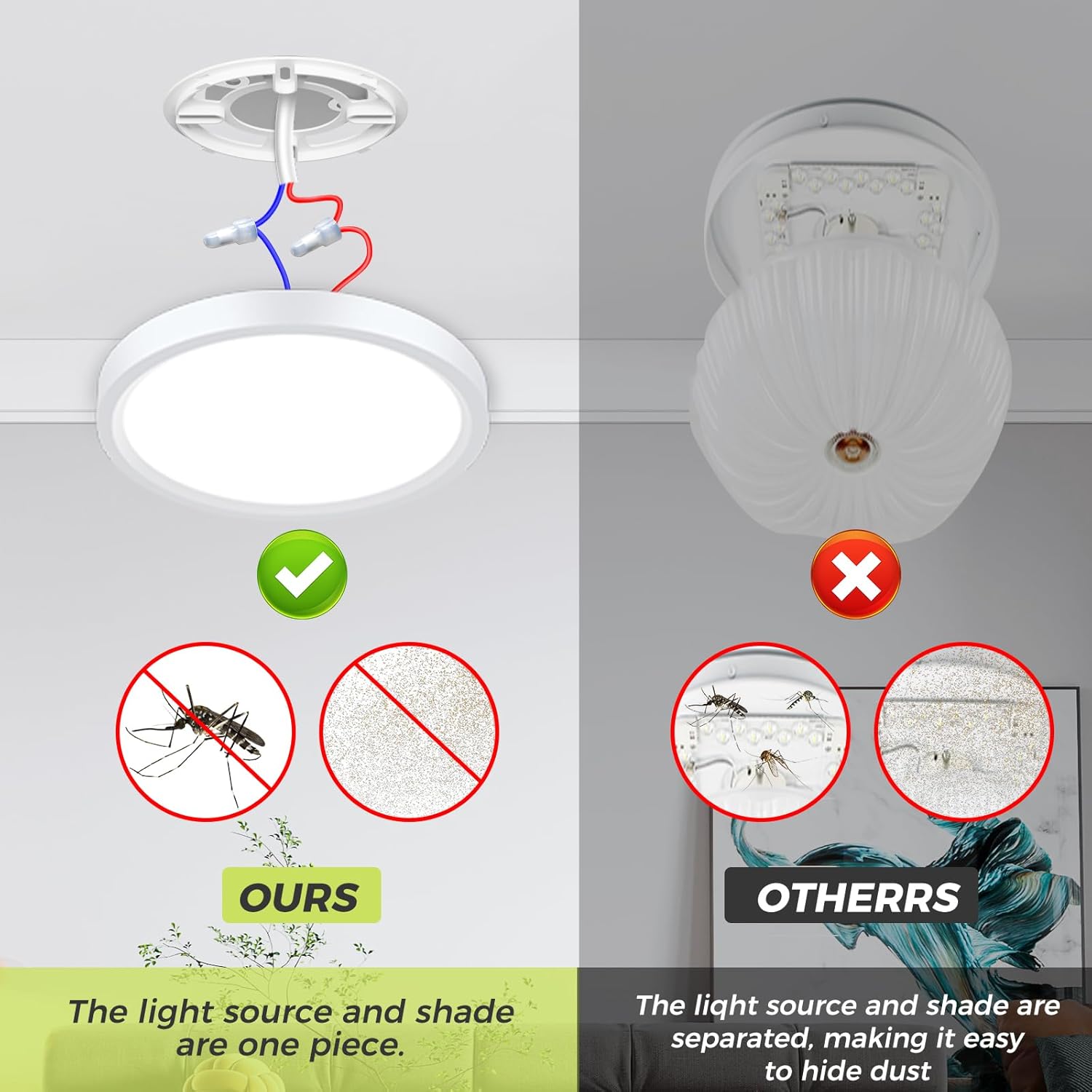 LED Ceiling Light, IP54, 3 Colour Temps, Flush Mount