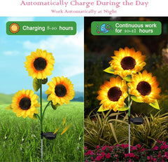 3 Pack Solar Sunflower Garden Lights Waterproof Outdoor