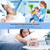 Night Light Digital Alarm Clock – 4.5" Large Display, Temperature, Snooze, Battery Powered