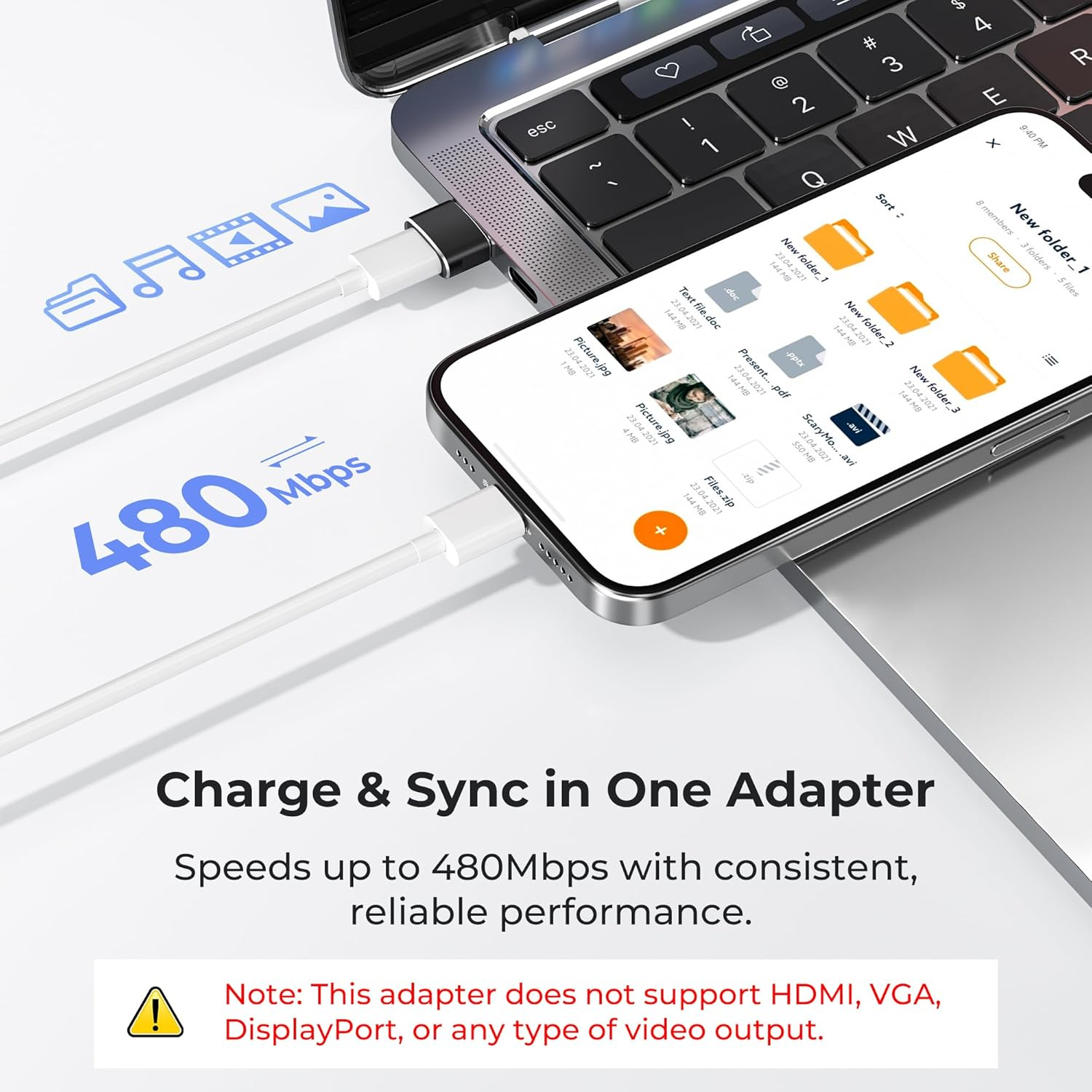 USB to USB-C Adapter 3-Pack – Type-C Female to USB-A Male Converter for iPhone & iPad