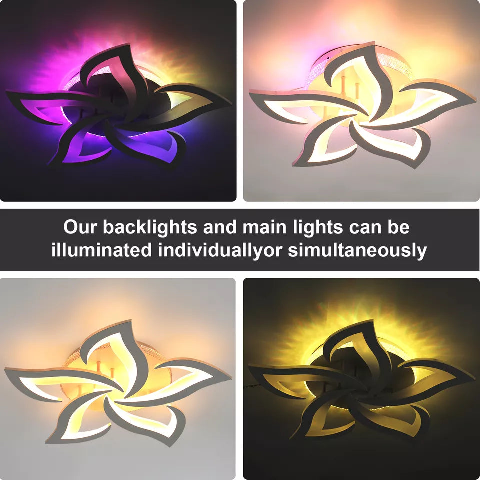 55W LED Ceiling Chandelier with RGB Backlight – Stylish Star Design, Dimmable Remote Control Lighting