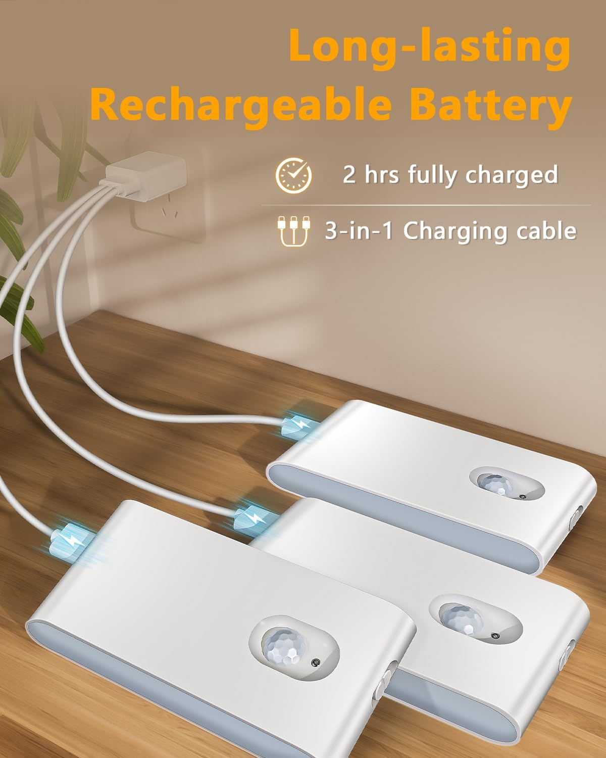 Wireless Motion Sensor Stair Lights – USB Rechargeable Magnetic Night Lights (4 Pack)