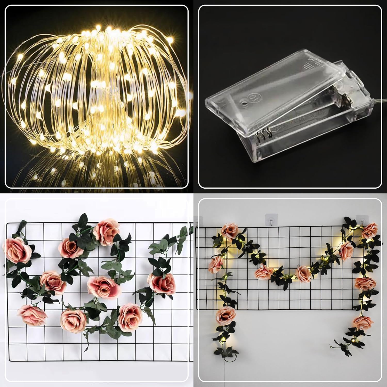 Rosybrown LED Flower Garland Lights – Battery Operated