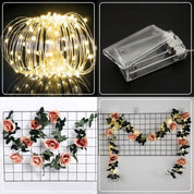 Rosybrown LED Flower Garland Lights – Battery Operated