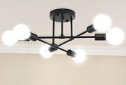 6-Light Silver Flush Mount Ceiling Chandelier – Modern Indoor Fixture