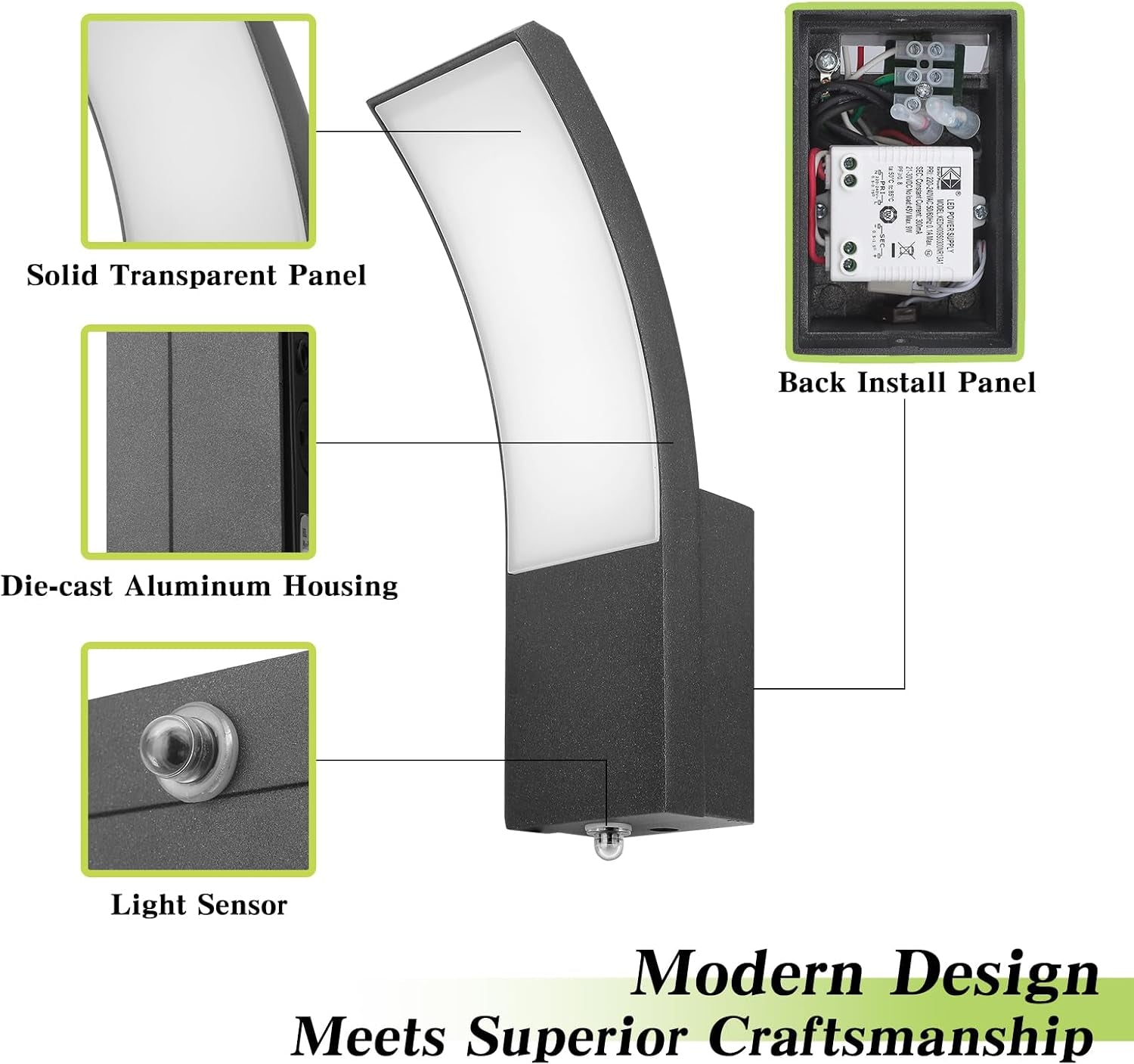 Outdoor LED Wall Light with Dusk to Dawn Sensor