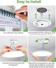 24W LED Bathroom Ceiling Light, 2100LM, 3 Color Temperatures, 22cm Ultra Thin Round Light