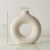 Modern Ceramic White Donut Vase – Boho Decorative Vase for Pampas & Dried Flowers