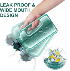 2L Large Water Bottle – BPA-Free Sports Drink Jug with Time Markings, Cyan