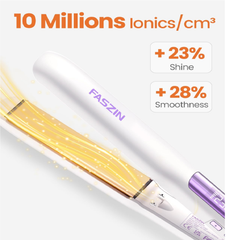 2-in-1 Hair Straightener & Curler – Fast Heating Titanium Flat Iron with 3D Floating Plates (White)