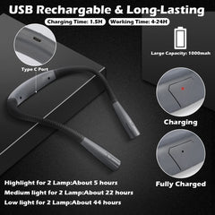 USB Rechargeable LED Reading Light - Round Neck, 3 Brightness Levels for Crafting and Night Reading