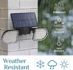 Solar Lights Outdoor 56 LED Solar Flood Lights Motion Sensor Twin Panel Security Light 360°Adjustable Wall Spotlight IP65 Waterproof for Garden Garage