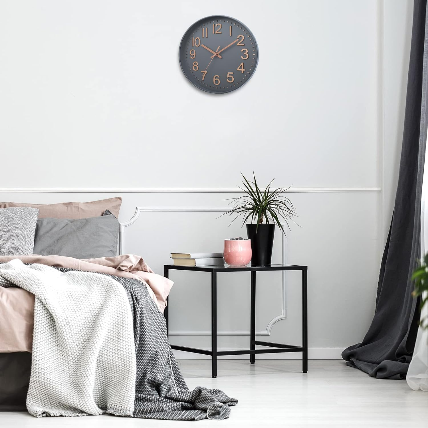 12-Inch Silent Modern Wall Clock, Non-Ticking Battery Operated for Home & Office