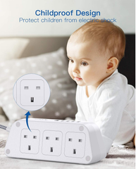 6 Way Extension Lead with 5 USB Ports (1 USB-C), 5M Braided Cable, 3250W Surge Protected