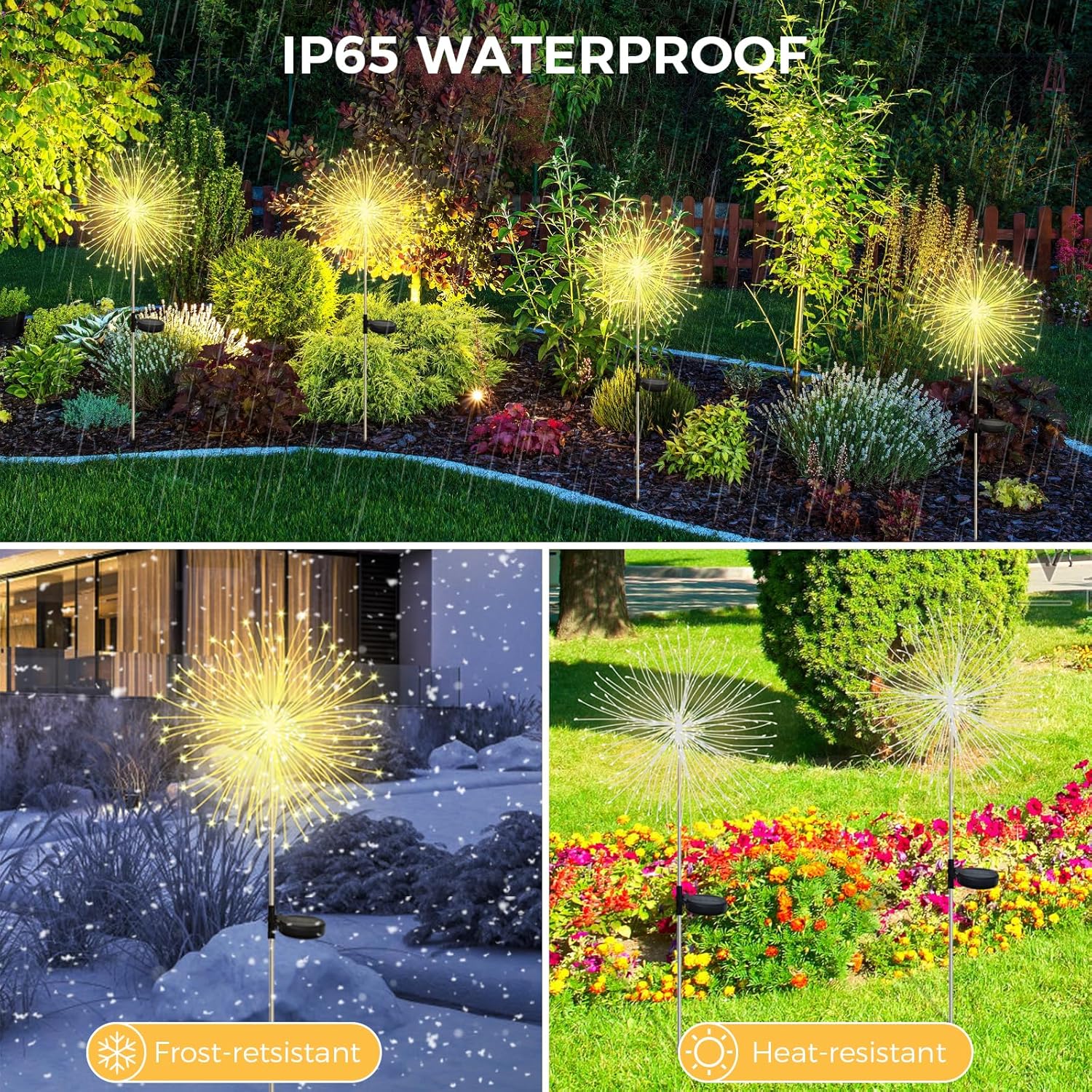 Solar Firework Garden Lights, 2-Pack, 120 LED Warm