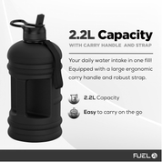 2.2L Large Gym Water Bottle – BPA-Free Drop-Proof Sports Jug with Straw or Pop Cap