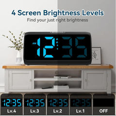 Digital LED Alarm Clock with Dual Alarms, 5 Dimmers, 4 Volumes & Power Memory