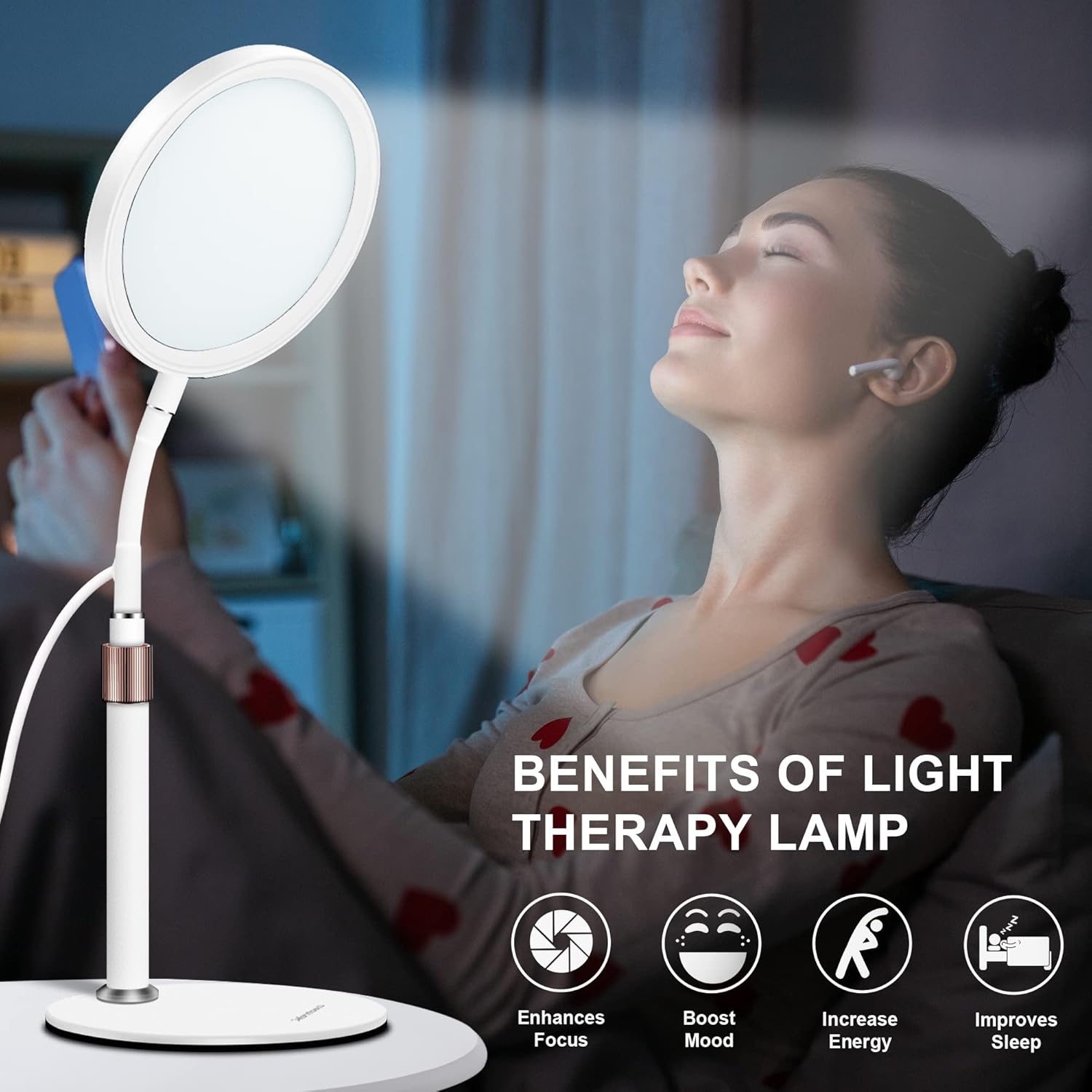 SAD Light Therapy Lamp – 10,000 Lux UV-Free Light for Mood & Energy Boost