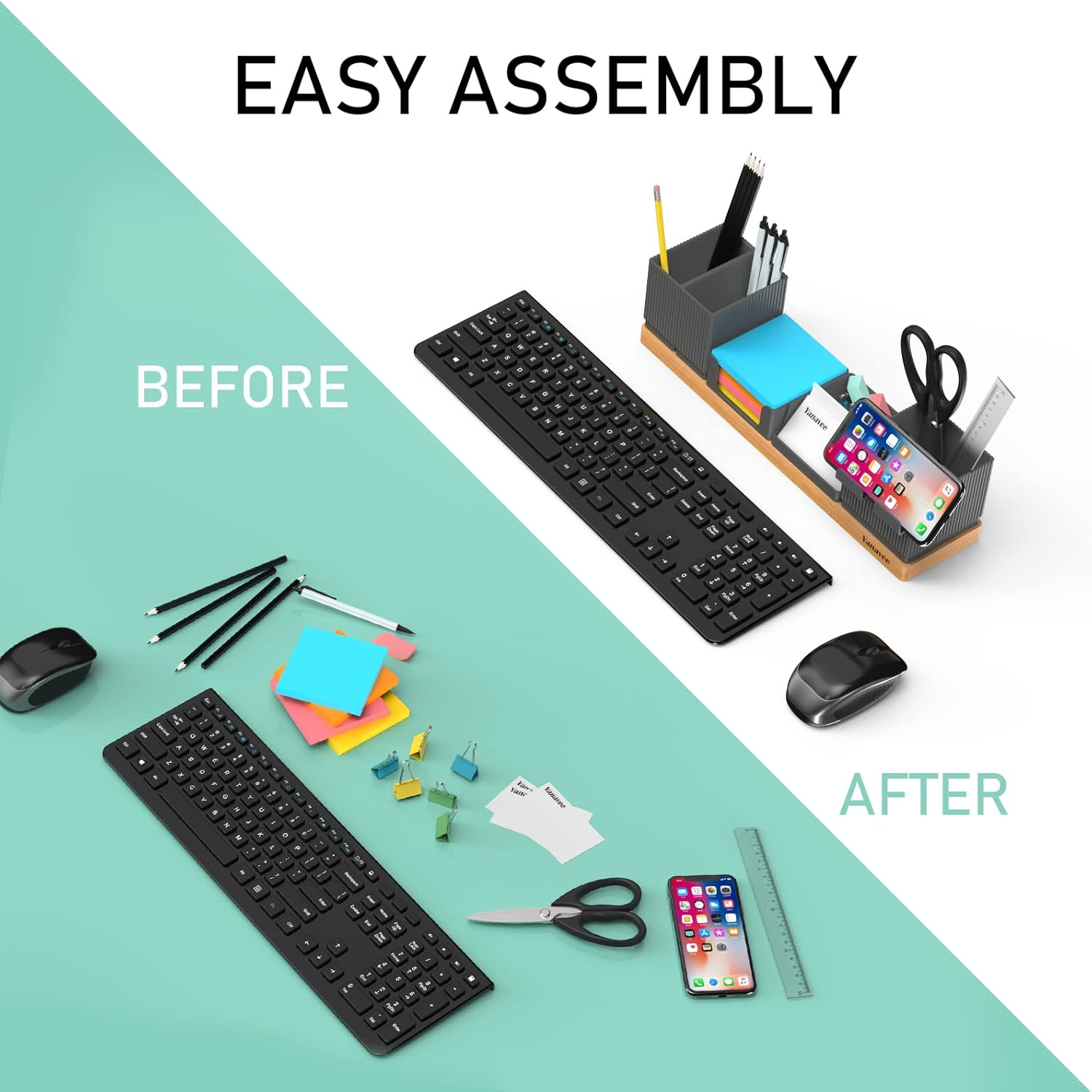 Adjustable Desk Organiser Caddy – Office Supplies Holder with Phone & Pen Storage
