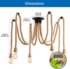 6-Head Spider Chandelier Pendant Light, Adjustable Industrial Ceiling Lamp