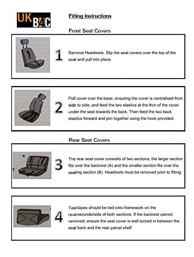 ‘Merton’ Black & Grey Universal Car Seat Cover Set – Airbag Safe, Machine Washable, Elastic Fit