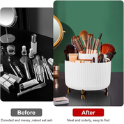 Rotating Makeup Organizer with Brush Holder, 5 Compartments for Vanity Storage