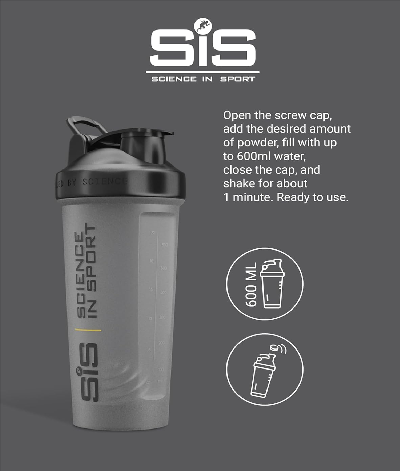 600ml Protein Shaker Bottle with Wire Mixball Whisk – Leakproof & BPA-Free