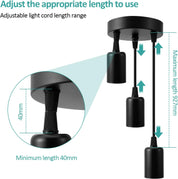 Industrial Pendant Light 3-Light Black Retro Ceiling Fixture