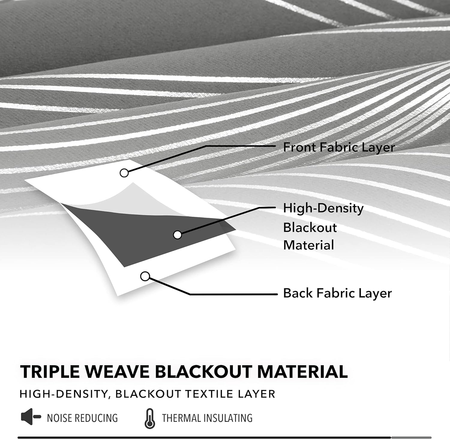 Foil Printed Grey Blackout Curtains – 46x54 Inch Thermal Eyelet Drapes, 2 Panels