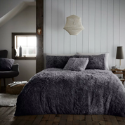 Snuggle Fluffy Duvet Cover Set King – Ultra Soft Warm Winter Bedding, Charcoal Grey