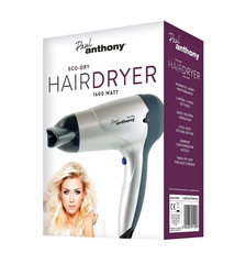 Eco-Dry 1600W Hair Dryer – Fast Dry Blow Dryer with Concentrator & Safety Cut-Off