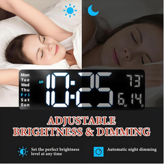 Large RGB LED Digital Wall Clock with Remote, Timer, Alarms & Temperature