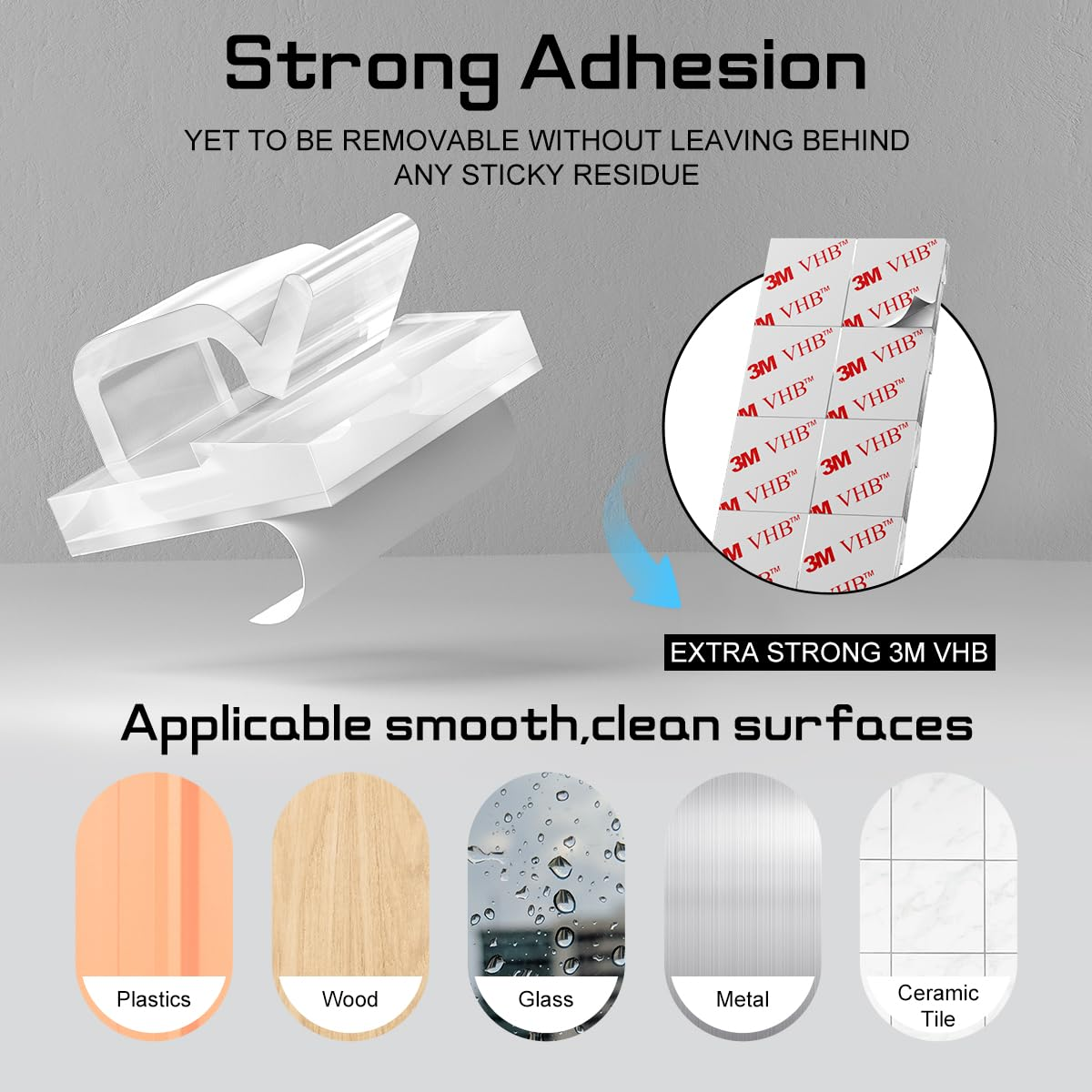 100PCS Transparent Cable Clips – Self Adhesive Wire Holders for Desk & Wall Organisation