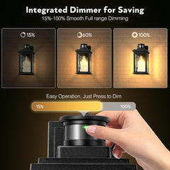 Porch Light Outdoor with Motion Sensor, Dusk-to-Dawn Black