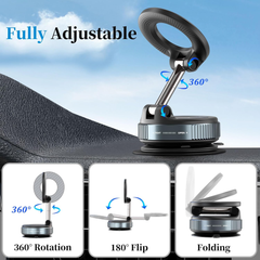 Vacuum Magnetic Car Phone Holder – 360° Rotatable Foldable Mount for iPhone & Smartphones