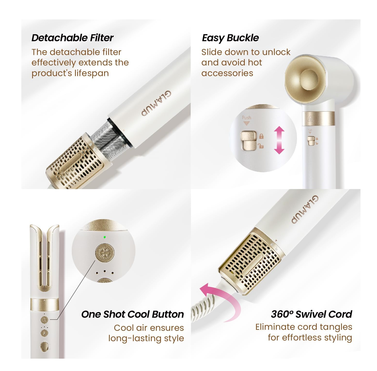 6-in-1 Hot Air Styler Gift Set – Long Barrel, Volumizing Brush & Travel Bag